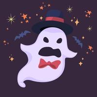 ghost in hat with scary face vector