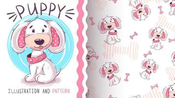 Cute teddy puppy - seamless pattern vector