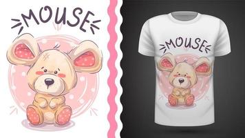 Cute teddy mouse - idea para camiseta estampada vector