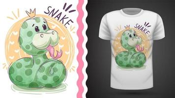 Cute princess snake - idea para camiseta estampada vector