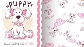 Cute teddy dog - seamless pattern