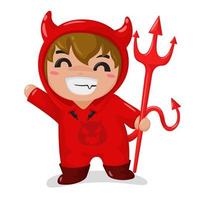 Niño vestido con un traje de diablo rojo