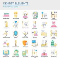 Set of Dentist Elements thin line and pixel perfect icons for any web and app project.  vector