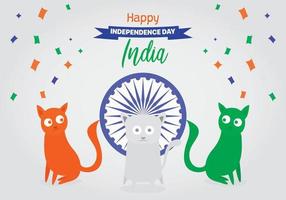 Gatos con la bandera del día de la independencia india vector