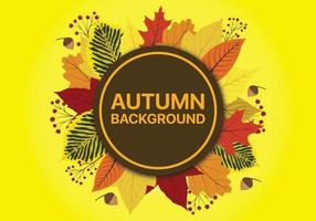 Autumn background with falling leaves and circle space for text vector