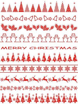 Christmas border set isolated on a white background.