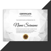 Modern certificate template gray polygon  vector