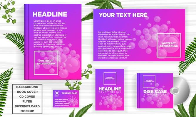 Purple Bubbles abstract design banner web template set