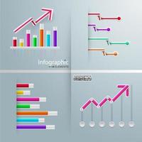 Graph infographic set with bars and arrows vector