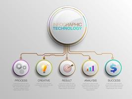 Tabla de tecnología de infografía con iconos vector