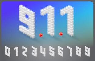 Isometric number font in cube design vector