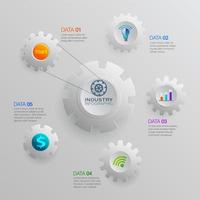 Infografía con iconos de la industria empresarial y diseño de engranajes vector