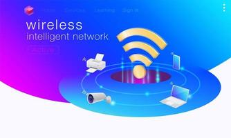 Wireless intelligent network graphic vector