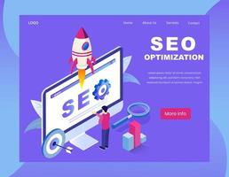 SEO landing page isometric design vector