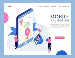 Modern isometric concept of mobile navigation vector