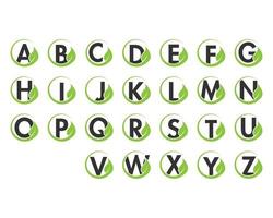 Alphabet initial and leaf logo icon set vector
