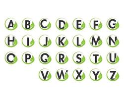 Alphabet initial and leaf logo icon set vector