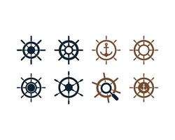 Conjunto de iconos de rueda de barco vector