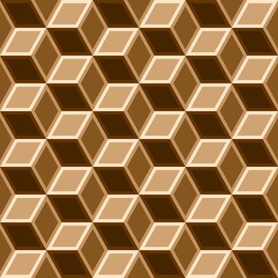 3d box seamless pattern on brown tone.