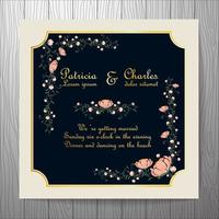 Wedding invitation card with flowers and vintage style vector