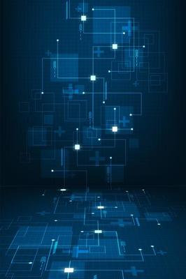 Vertical abstract geometric tech shapes and lines 