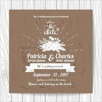 Wedding invitation in Vintage style with flower on rustic background vector