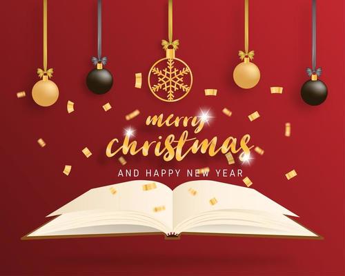 Merry Christmas and Happy new year greeting card 