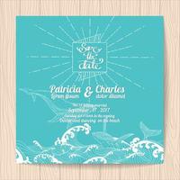 Wedding invitation card with ocean theme vector