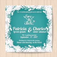 Wedding invitation card with White flower frame vector