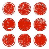 Set of red grunge texture circles vector