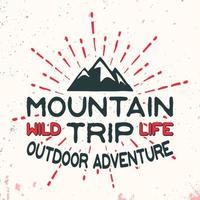 Mountain outdoor adventure vintage stamp vector