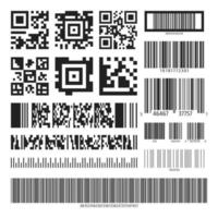 Conjunto de códigos de barras y códigos QR vector