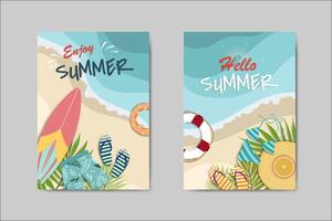 Beautiful Summer Card lettering card set vector