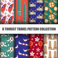 Set of Travel the World Seamless Pattern vector