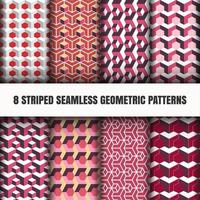 Set of striped seamless geometric red patterns vector