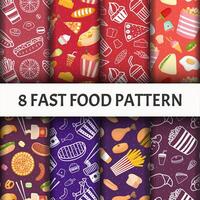 Fast food pattern set. vector