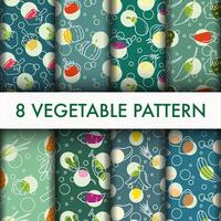 Seamless Vegetable pattern cool set. vector