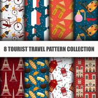 Set of Travel the World Seamless Pattern vector