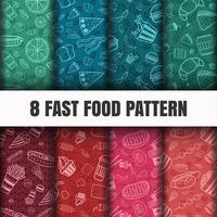 Seamless Fast food pattern set vector