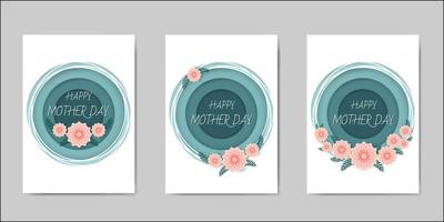 Conjunto de tarjetas de felicitación de letras feliz día de las madres vector