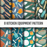 Seamless Kitchen tools pattern set vector