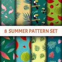 leaf nature Pattern set with bird and watermelon vector