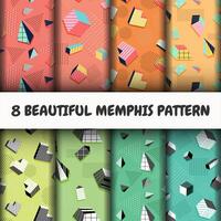 Seamless Memphis pattern super set vector