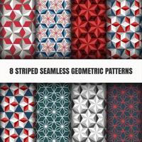 Conjunto de patrones geométricos sin costura rayados vector