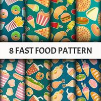 Seamless Fast food pattern super set vector