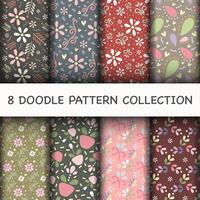Doodle Pattern set with flower vector