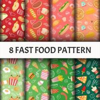 Seamless Fast food pattern set vector