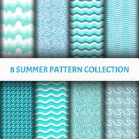 blue water wave Pattern set vector