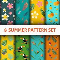 leaf nature Pattern set with bird and orange vector