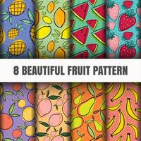 Seamless fruit pattern set vector